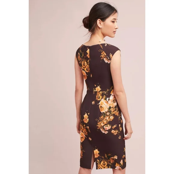 Black HaloEllaria Floral Column Dress NEW Size 8 Fall Tones